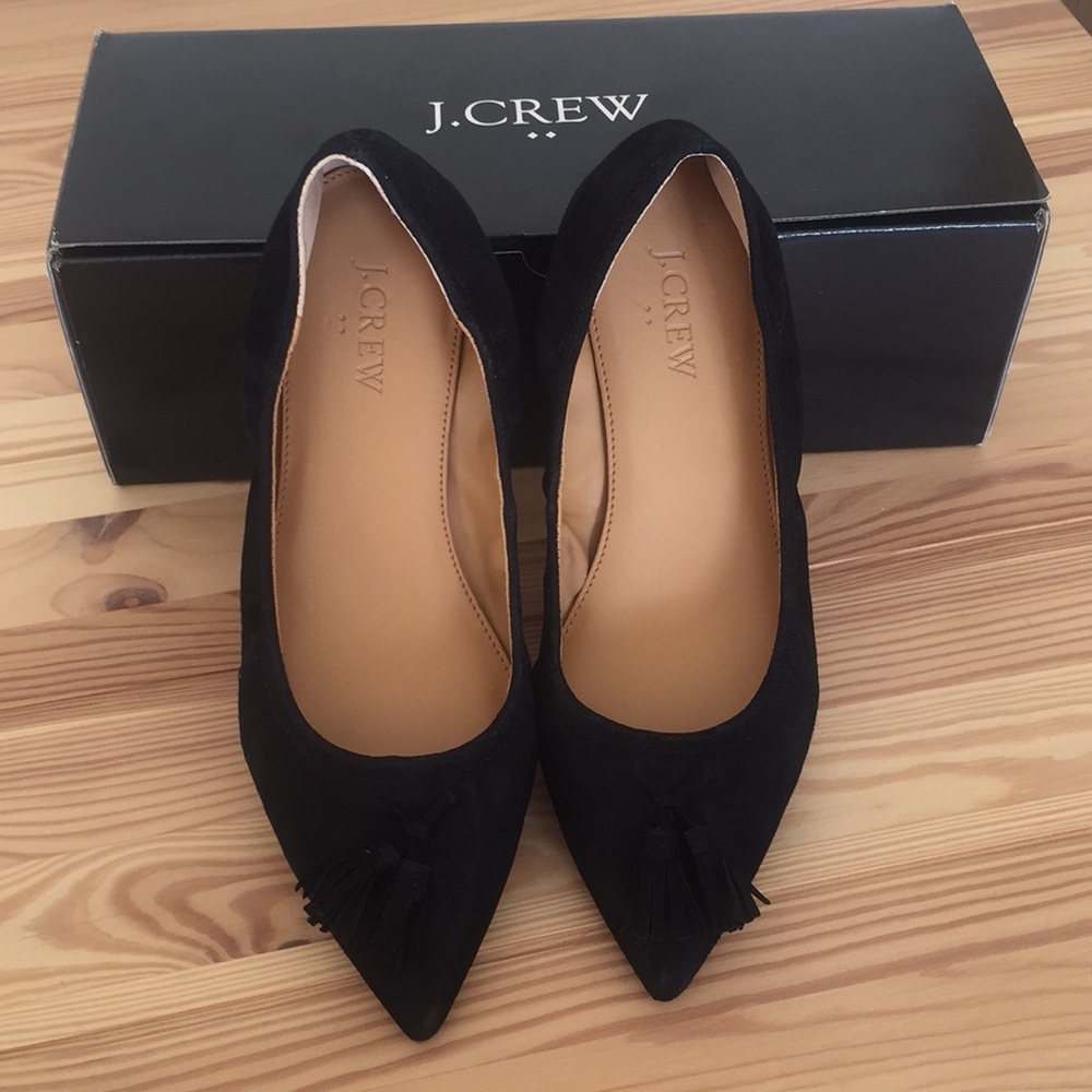 J Crew Suede Flats with tassels